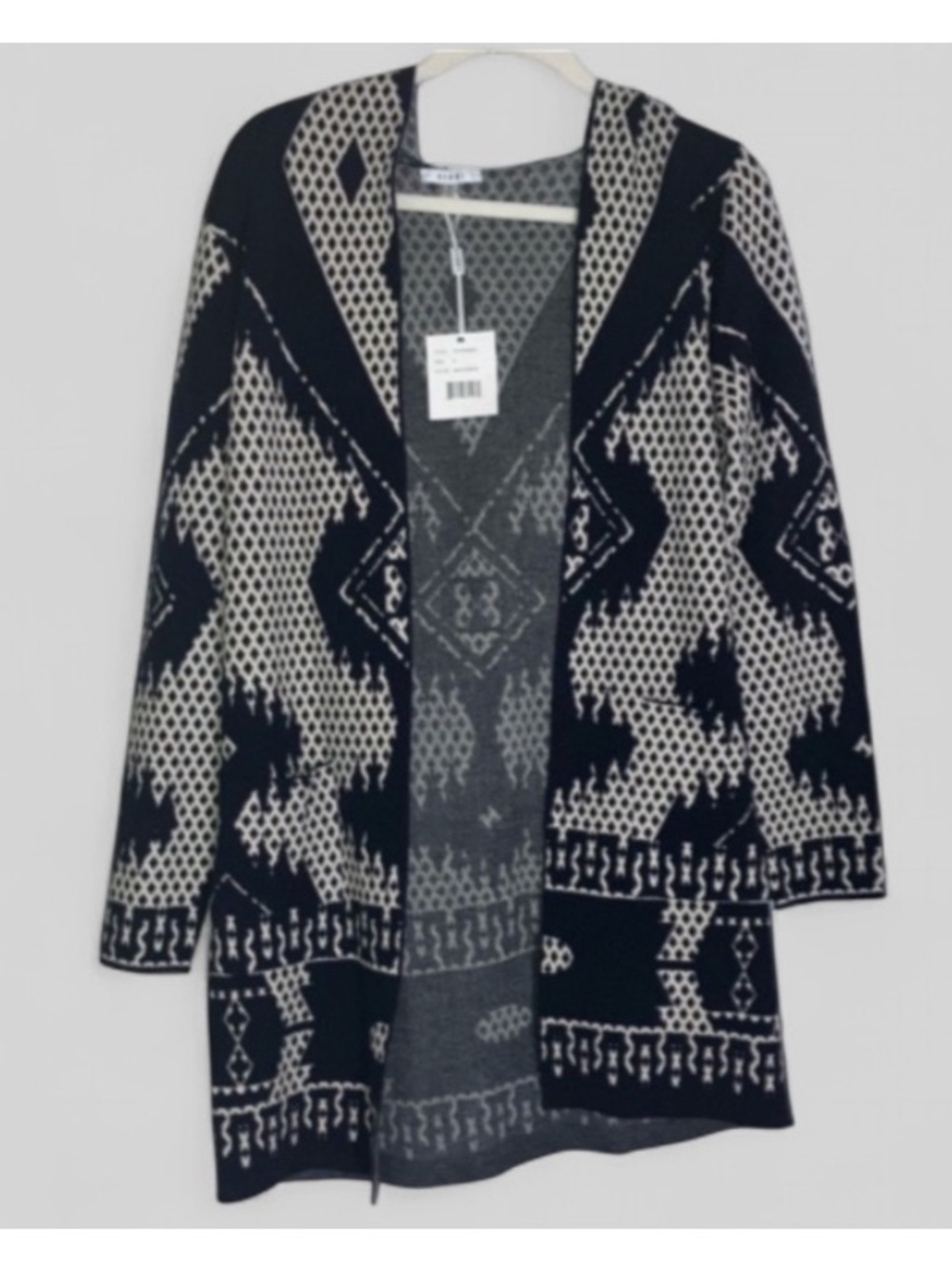 Sioni Aztec Geometric Navy cardigan hooded open front sweater NWT
Women's Sz S